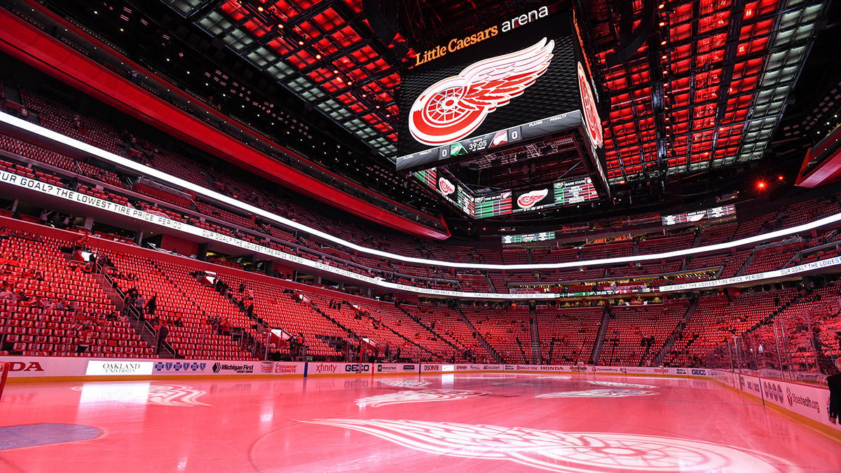 The Little Caesars Arena before a Detroit Red Wings Game