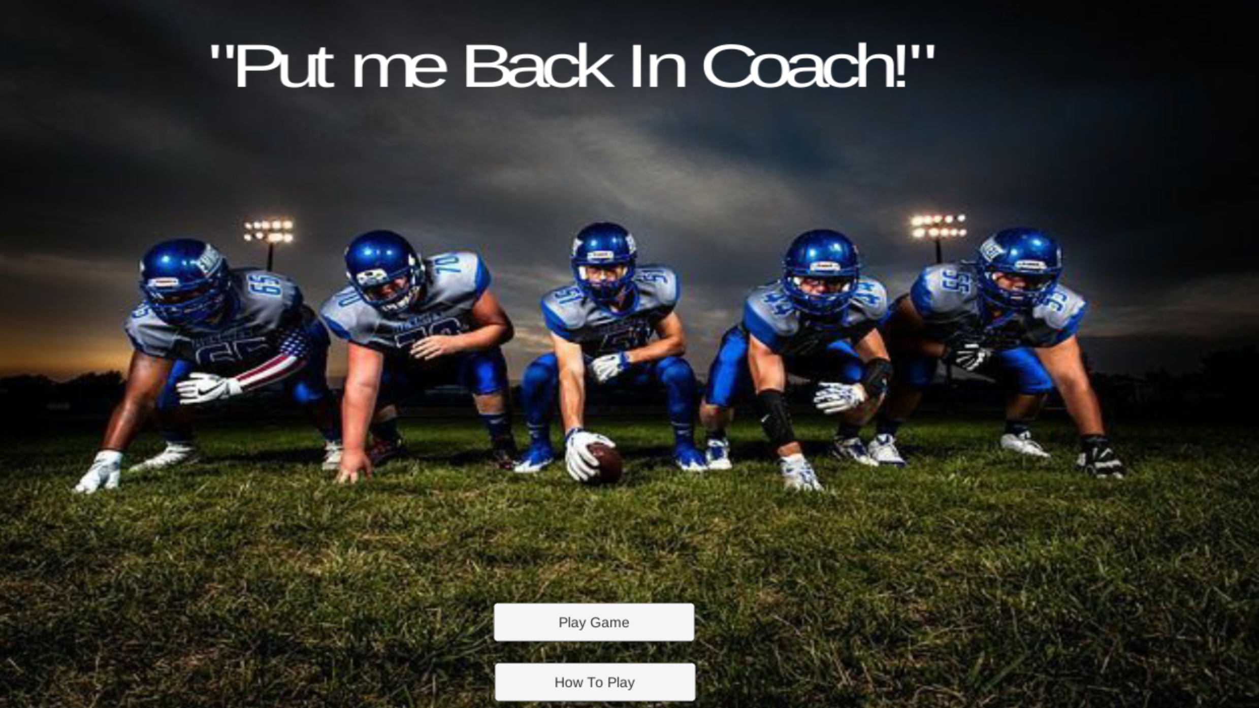 Intro screen to Put Me Back in Coach game