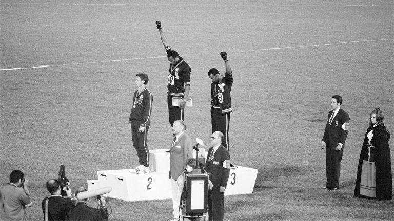 Tommie Smith, John Carlos, Peter Norman, Mexico City Olympics, raised fist
