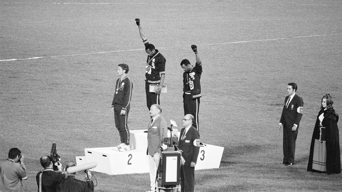 Tommie Smith, John Carlos, Peter Norman, Mexico City Olympics, raised fist