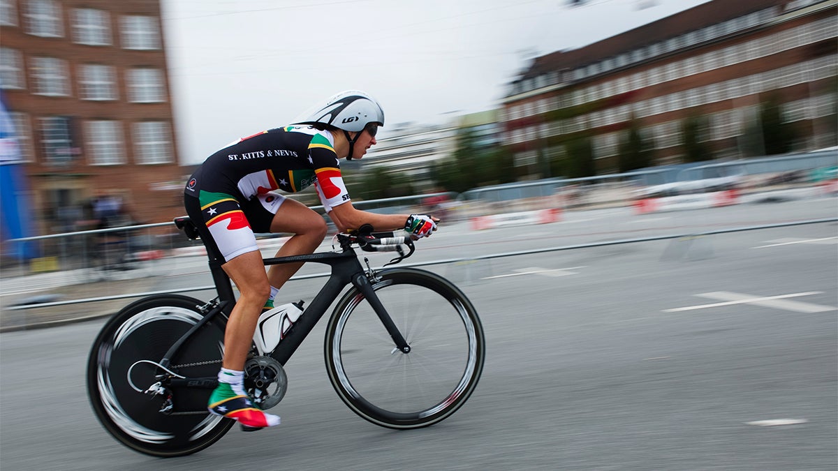 Cyclist competing in a race