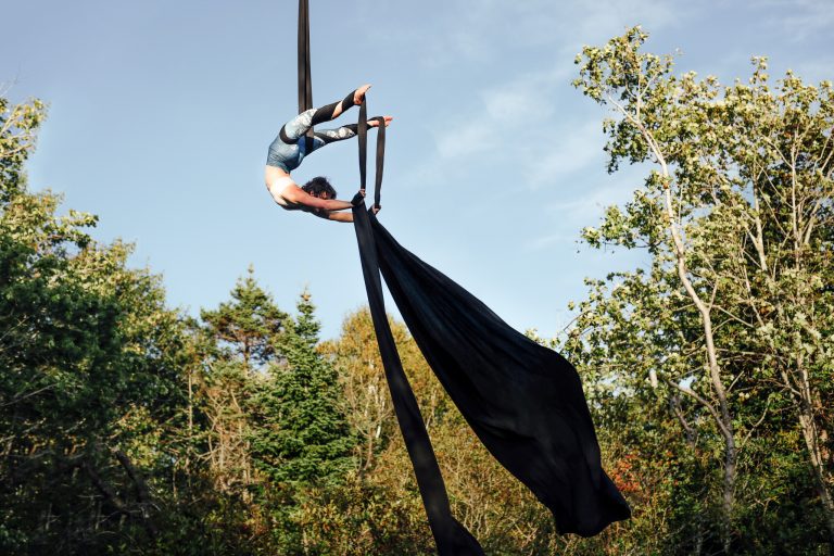 Circus performer Angela Jackson trains on aerial silks in Halifax, Nova Scotia, Canada. (Photo by Lyndsay Doyle)"
