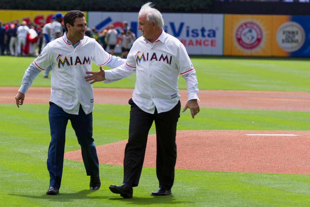 Miami Marlins park with two mayors