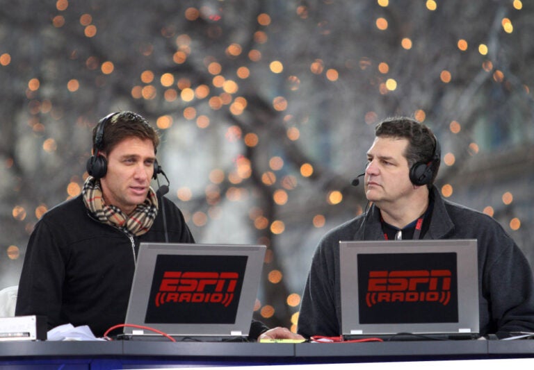 Sports talk radio hosts Mike Golic and Mike Greenberg