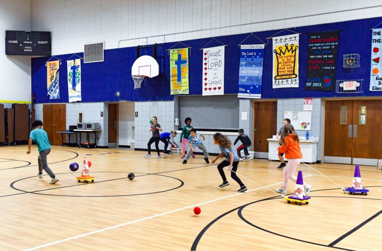 Students in physical education class